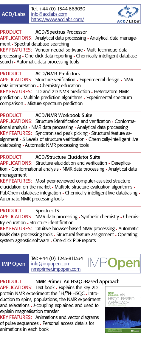   PRODUCT: ACD Spectrus Processor APPLICATIONS: Analytical data processing n Analytical data management n Spectral da   