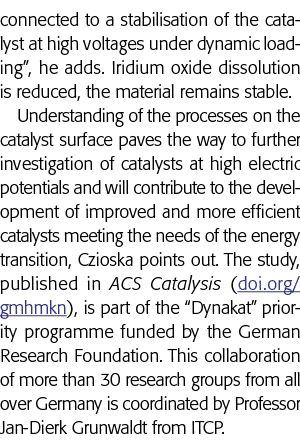connected to a stabilisation of the catalyst at high voltages under dynamic loading , he adds  Iridium oxide dissolut   