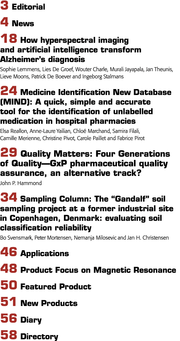 3 Editorial 4 News 18 How hyperspectral imaging and  artificial intelligence transform Alzheimer s diagnosis Sophie L   