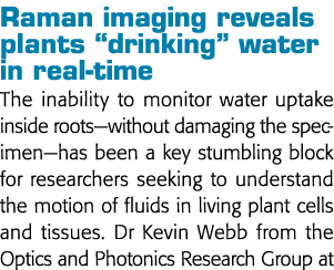 Raman imaging reveals plants  drinking  water in real-time The inability to monitor water uptake inside roots—without   