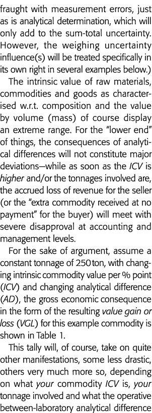 fraught with measurement errors, just as is analytical determination, which will only add to the sum-total uncertaint   
