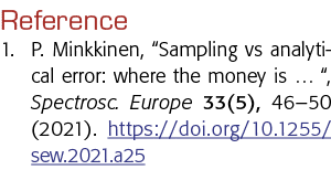 Reference 1  P  Minkkinen,  Sampling vs analytical error: where the money is    , Spectrosc  Europe 33(5), 46 50 (202   