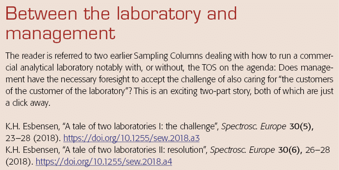 Between the laboratory and management The reader is referred to two earlier Sampling Columns dealing with how to run    