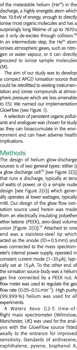 of the metastable helium (Hem) in the discharge, a highly energetic atom which has 19 8 eV of energy, enough to direc   