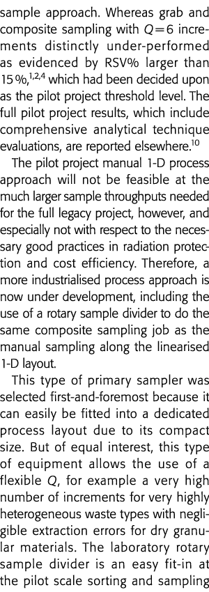 sample approach  Whereas grab and composite sampling with Q   6 increments distinctly under-performed as evidenced by   