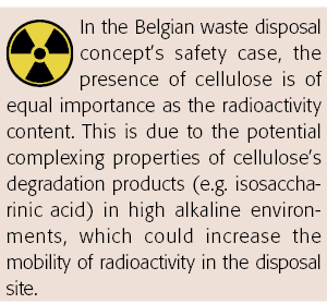  In the Belgian waste disposal concept s safety case, the presence of cellulose is of equal importance as the radioac   