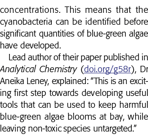 concentrations  This means that the cyanobacteria can be identified before significant quantities of blue-green algae   