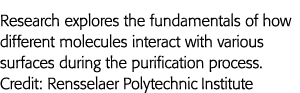Research explores the fundamentals of how different molecules interact with various surfaces during the purification    