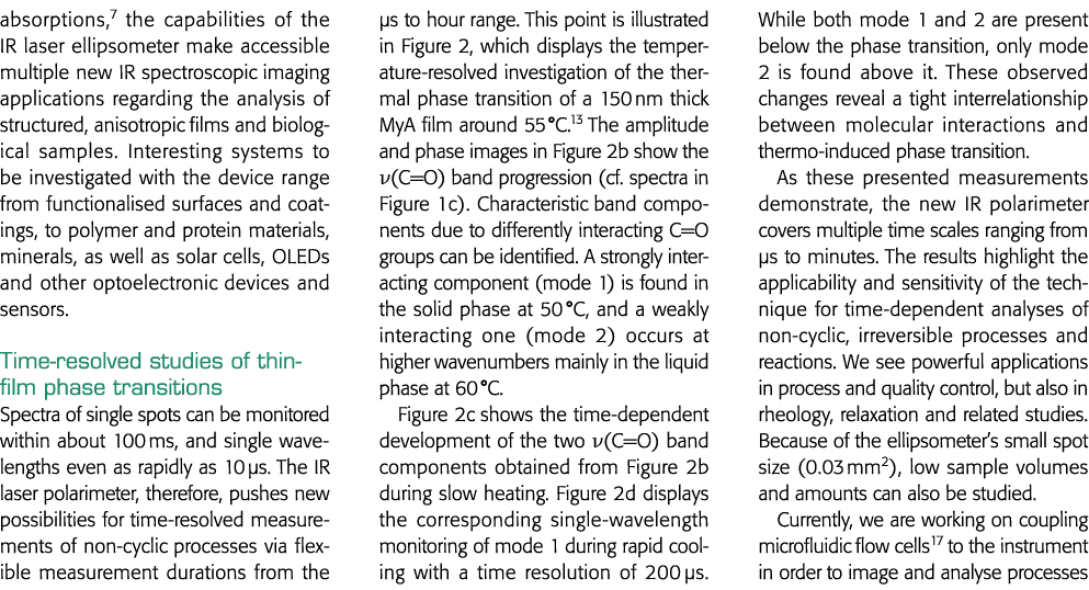 absorptions,7 the capabilities of the IR laser ellipsometer make accessible multiple new IR spectroscopic imaging app   
