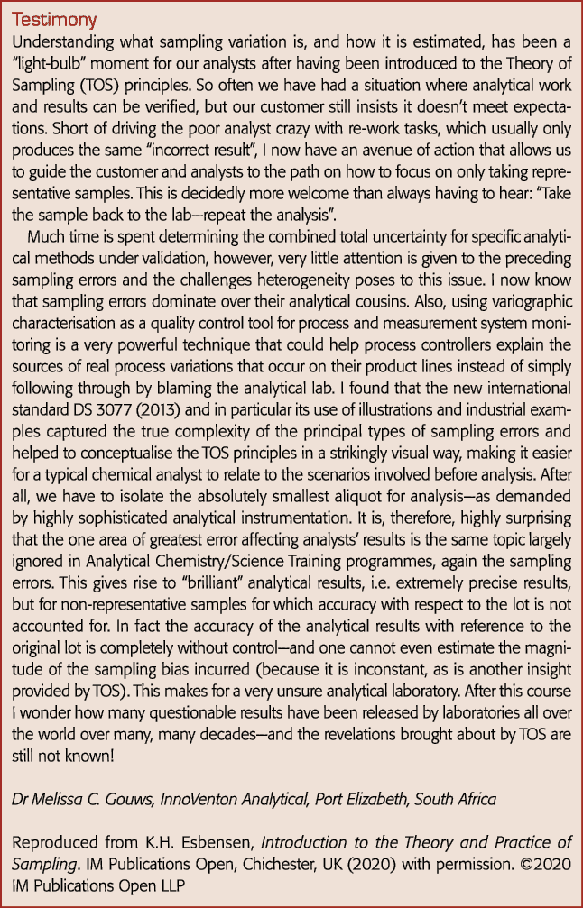 Testimony Understanding what sampling variation is, and how it is estimated, has been a  light-bulb  moment for our a   