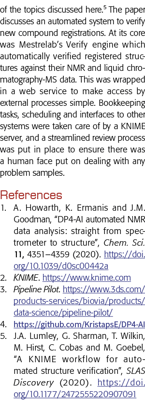 of the topics discussed here 5 The paper discusses an automated system to verify new compound registrations  At its c   