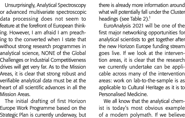 Unsurprisingly, Analytical Spectroscopy or advanced multivariate spectroscopic data processing does not seem to featu   
