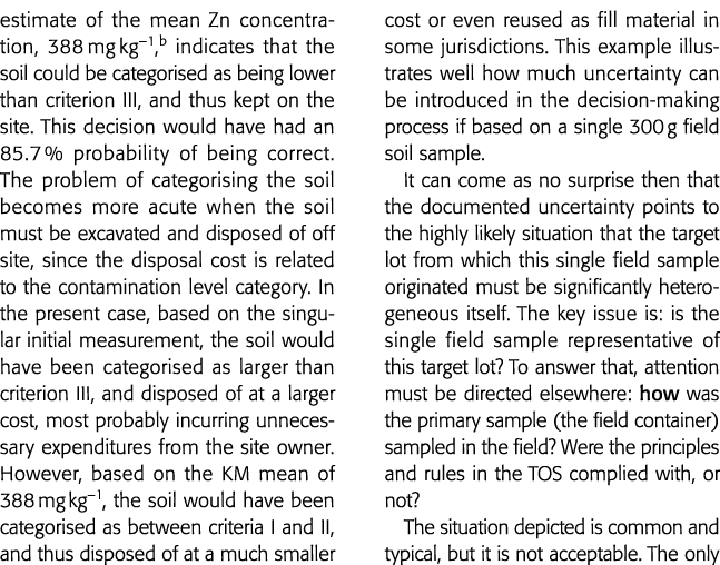 estimate of the mean Zn concentration, 388 mg kg 1,b indicates that the soil could be categorised as being lower than   
