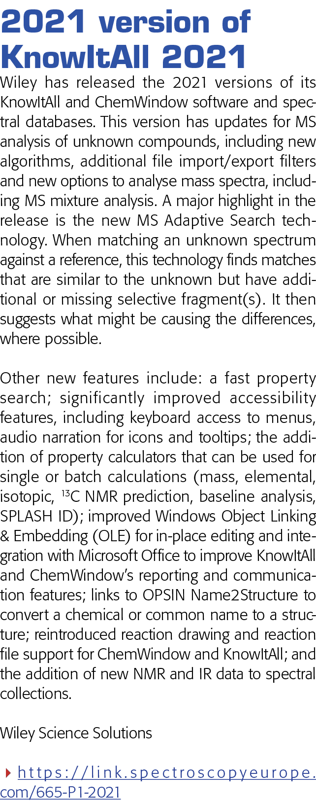  2021 version of KnowItAll 2021 Wiley has released the 2021 versions of its KnowItAll and ChemWindow software and spe   
