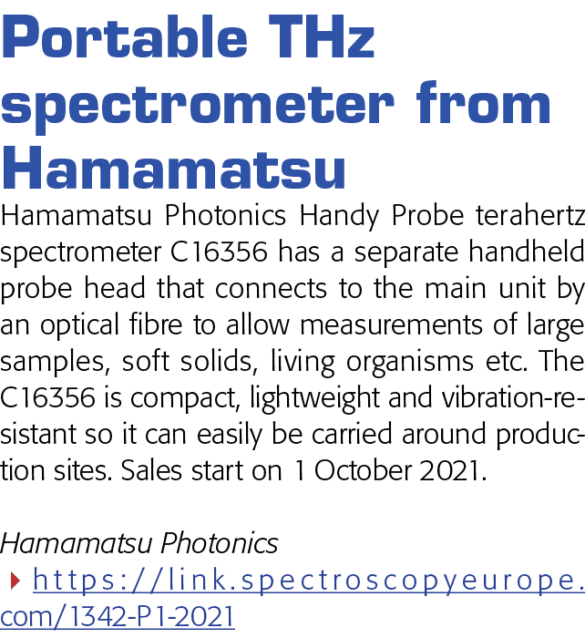 Portable THz spectrometer from Hamamatsu Hamamatsu Photonics Handy Probe terahertz spectrometer C16356 has a separat   