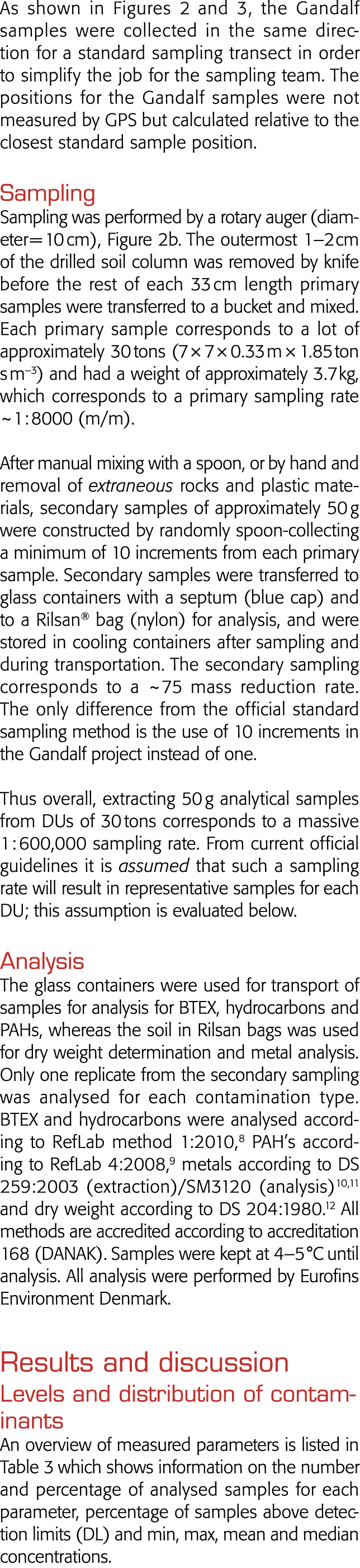 As shown in Figures 2 and 3, the Gandalf samples were collected in the same direction for a standard sampling transec   