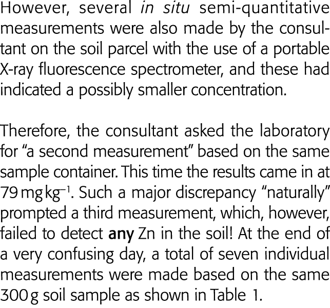 However, several in situ semi- quantitative measurements were also made by the consultant on the soil parcel with the   
