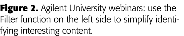 Figure 2  Agilent University webinars: use the Filter function on the left side to simplify identifying interesting c   