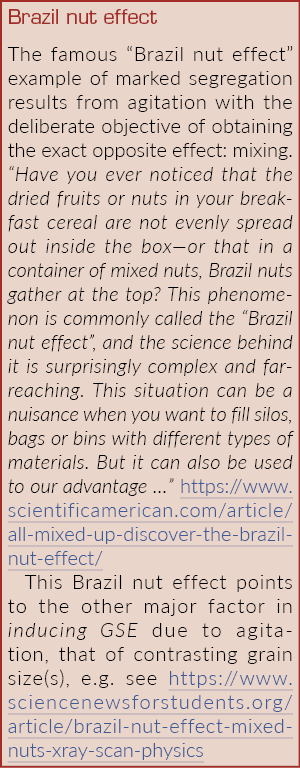  Brazil nut effect The famous  Brazil nut effect  example of marked segregation results from agitation with the delib   
