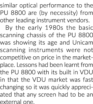 similar optical performance to the PU 8800 are (by necessity) from other leading instrument vendors  By the early 198   