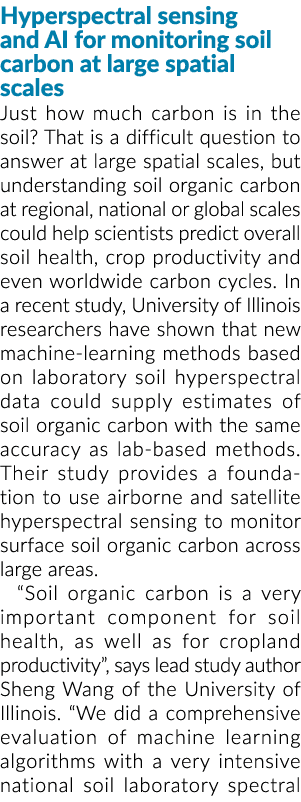 Hyperspectral sensing and AI for monitoring soil carbon at large spatial scales Just how much carbon is in the soil     