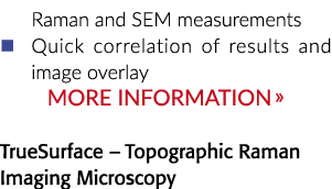 Raman and SEM measurements   Quick correlation of results and image overlay More Information   TrueSurface   Topograp   