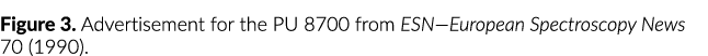 Figure 3  Advertisement for the PU 8700 from ESN—European Spectroscopy News 70 (1990) 