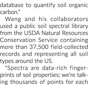 database to quantify soil organic carbon   Wang and his collaborators used a public soil spectral library from the US   