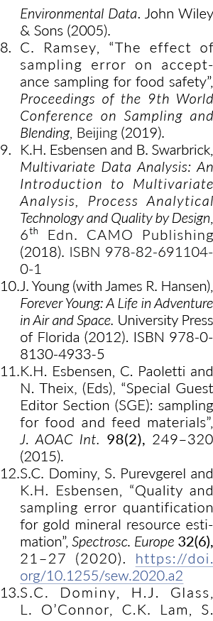 Environmental Data  John Wiley & Sons (2005)  8  C  Ramsey,  The effect of sampling error on acceptance sampling for    