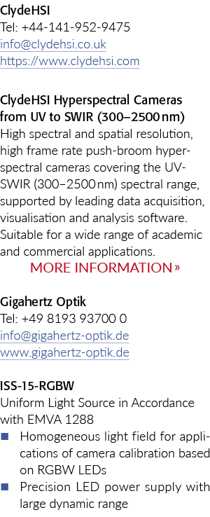 ClydeHSI Tel: +44-141-952-9475 info clydehsi co uk https:  www clydehsi com ClydeHSI Hyperspectral Cameras from UV to   