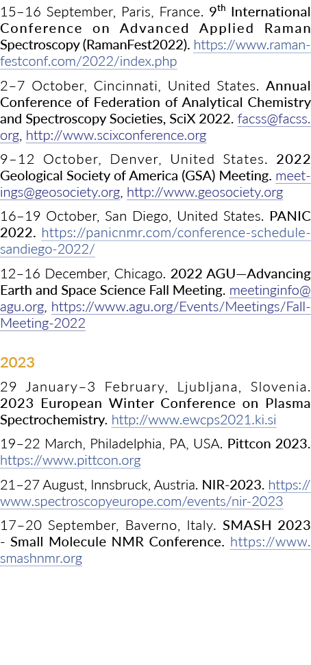 15 16 September, Paris, France  9th International Conference on Advanced Applied Raman Spectroscopy (RamanFest2022)     