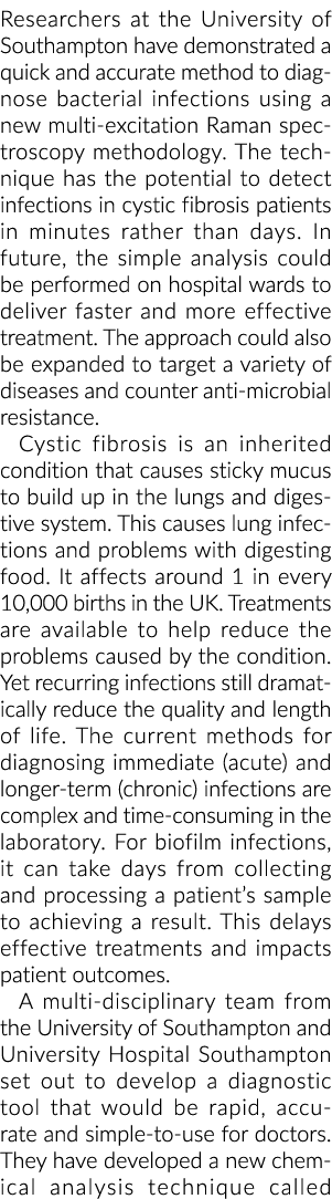 Researchers at the University of Southampton have demonstrated a quick and accurate method to diagnose bacterial infe   