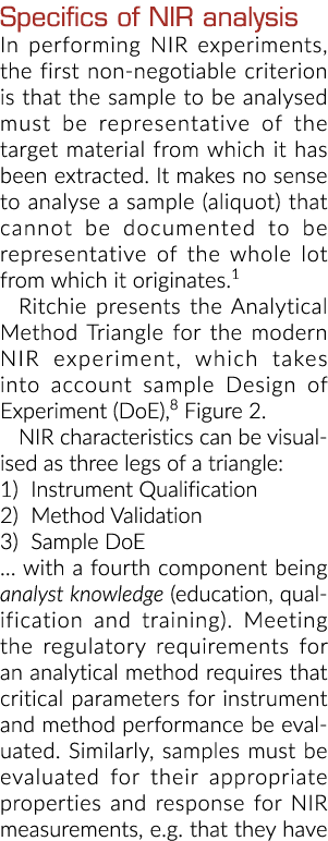Specifics of NIR analysis In performing NIR experiments, the first non-negotiable criterion is that the sample to be    