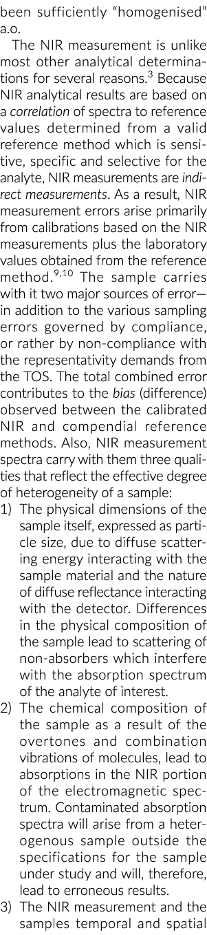 been sufficiently  homogenised  a o  The NIR measurement is unlike most other analytical determinations for several r   
