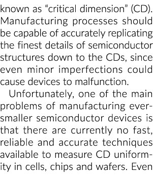 known as  critical dimension  (CD)  Manufacturing processes should be capable of accurately replicating the finest de   