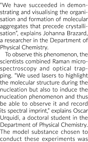  We have succeeded in demonstrating and visualising the organisation and formation of molecular aggregates that prece   