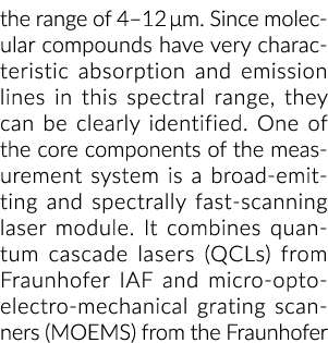 the range of 4 12  m  Since molecular compounds have very characteristic absorption and emission lines in this spectr   