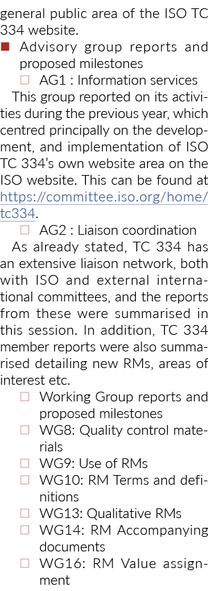 general public area of the ISO TC 334 website    Advisory group reports and proposed milestones   AG1 : Information s   