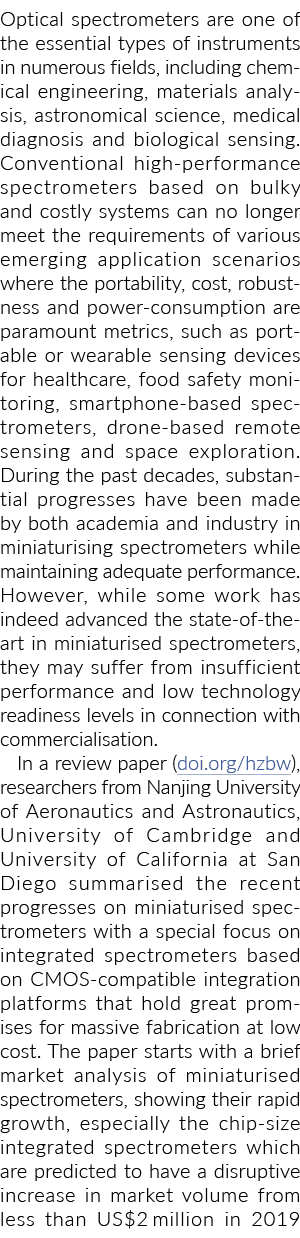 Optical spectrometers are one of the essential types of instruments in numerous fields, including chemical engineerin   