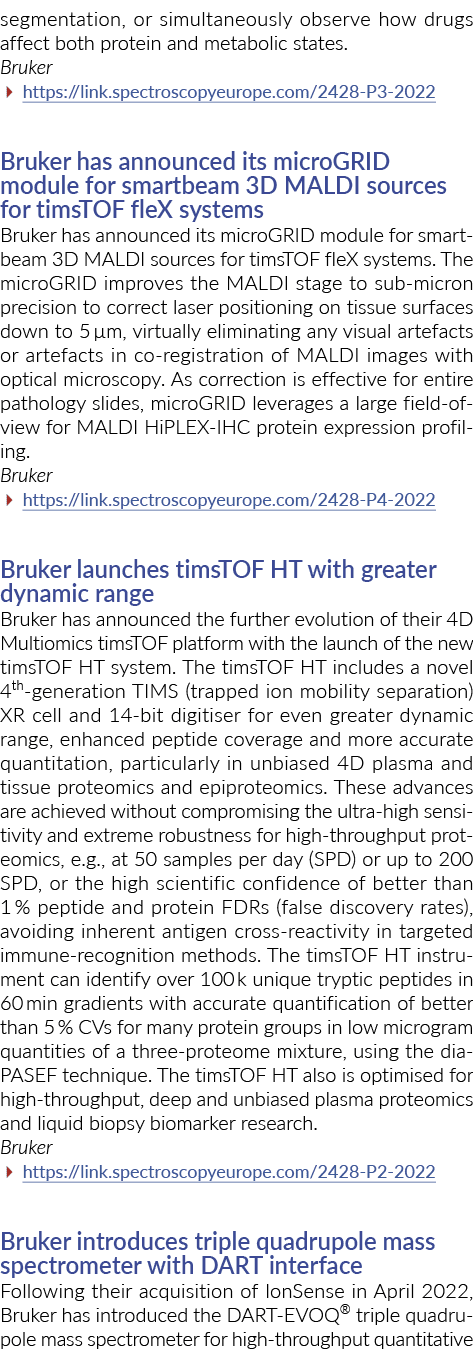 segmentation, or simultaneously observe how drugs affect both protein and metabolic states  Bruker   https:  link spe   