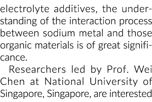 electrolyte additives, the understanding of the interaction process between sodium metal and those organic materials    
