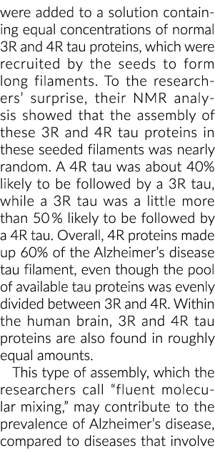 were added to a solution containing equal concentrations of normal 3R and 4R tau proteins, which were recruited by th   