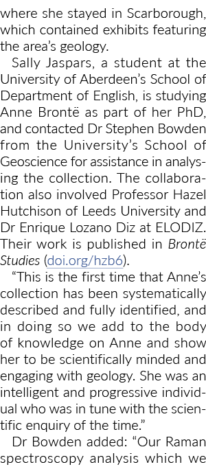 where she stayed in Scarborough, which contained exhibits featuring the area s geology  Sally Jaspars, a student at t   