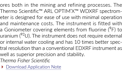 ores both in the mining and refining processes  The Thermo Scientific  ARL OPTIM X  WDXRF spectrometer is designed fo   