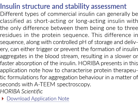Insulin structure and stability assessment Different types of commercial insulin can generally be classified as short   