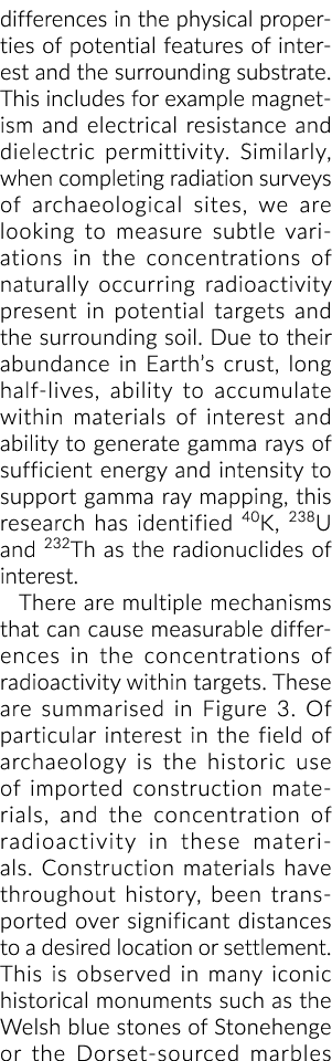 differences in the physical properties of potential features of interest and the surrounding substrate. This includes...