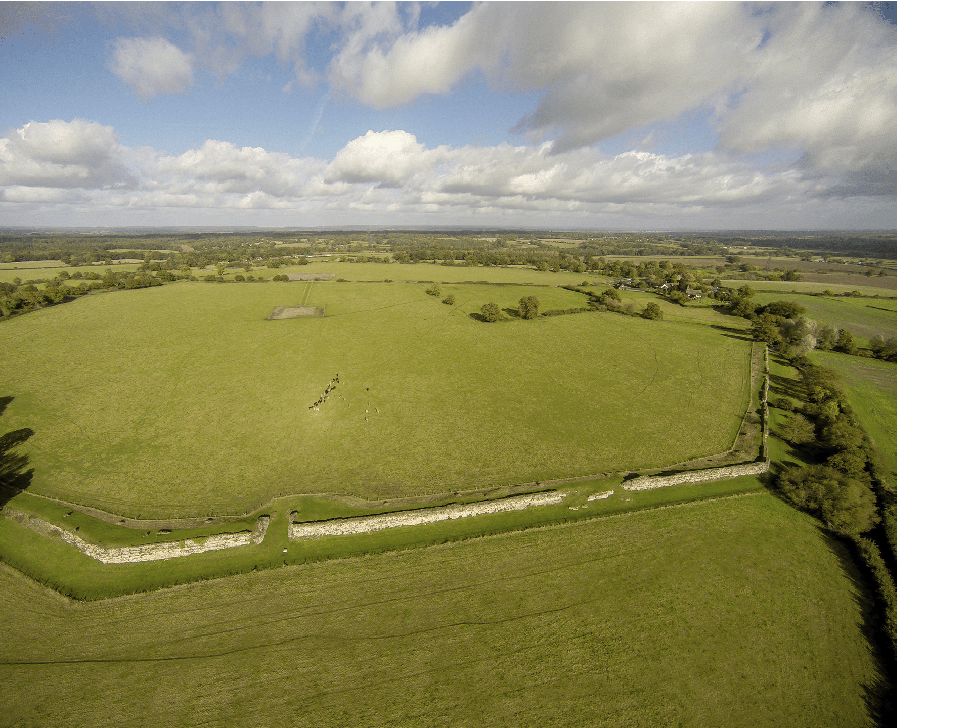 Elevated view of the Roman Wall Ruins, Silchester