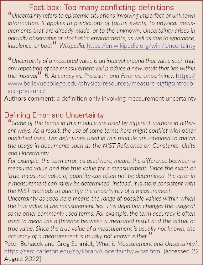 Fact box: Too many conflicting definitions “Uncertainty refers to epistemic situations involving imperfect or unknown...