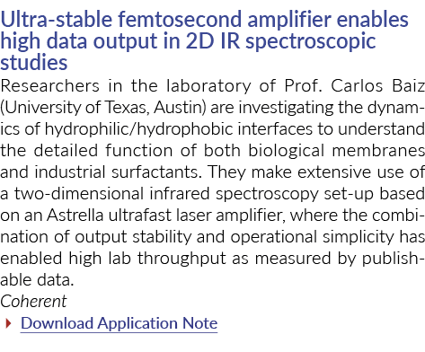 Ultra-stable femtosecond amplifier enables high data output in 2D IR spectroscopic studies Researchers in the laborat...