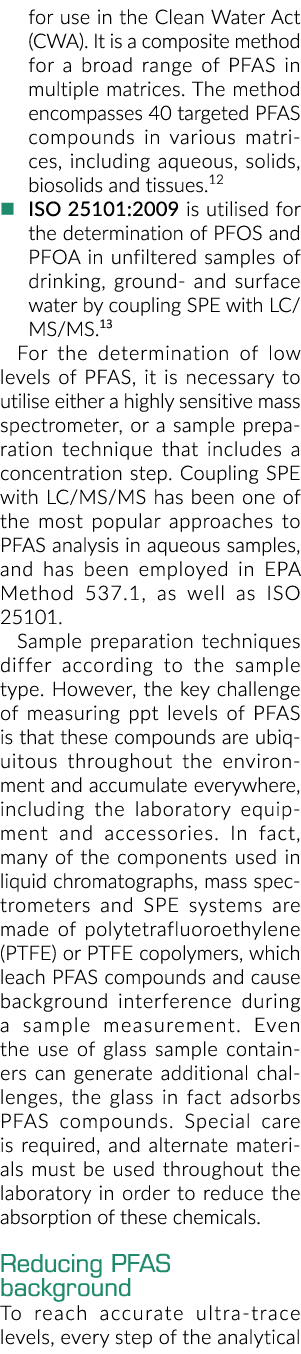 for use in the Clean Water Act (CWA). It is a composite method for a broad range of PFAS in multiple matrices. The me...